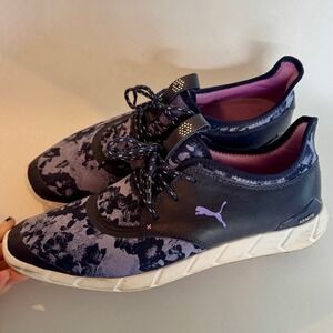 Puma Ignite Spikeless Floral Golf Shoes lace up size 10‎ Navy Purple